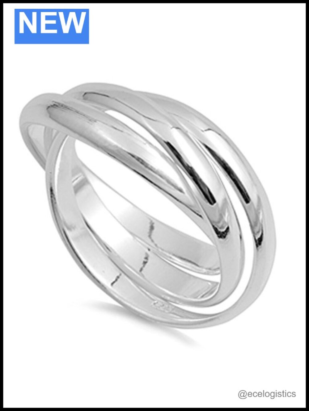 Triple 3mm Rolling Wedding Ring New .925 Sterling Silver Stacked Band